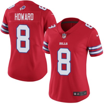 Nike Buffalo Bills #8 O. J. Howard Red Women's Stitched NFL Limited Rush Jersey